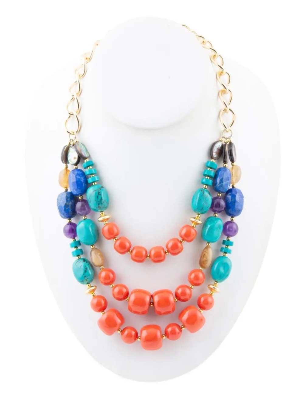 Multicolored Gemstones layered necklace - colored stones